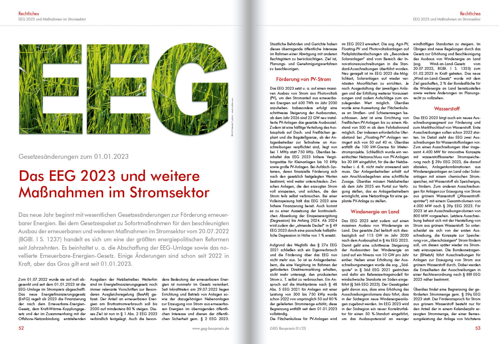 Das EEG 2023 und weitere Maßnahmen GEG Baupraxis